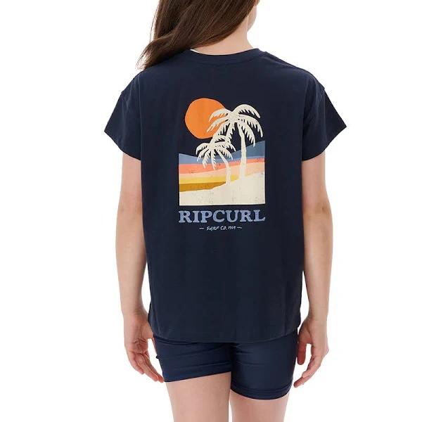 Rip Curl Tropic Sun Crop Girls Short Sleeve T-Shirt - Navy