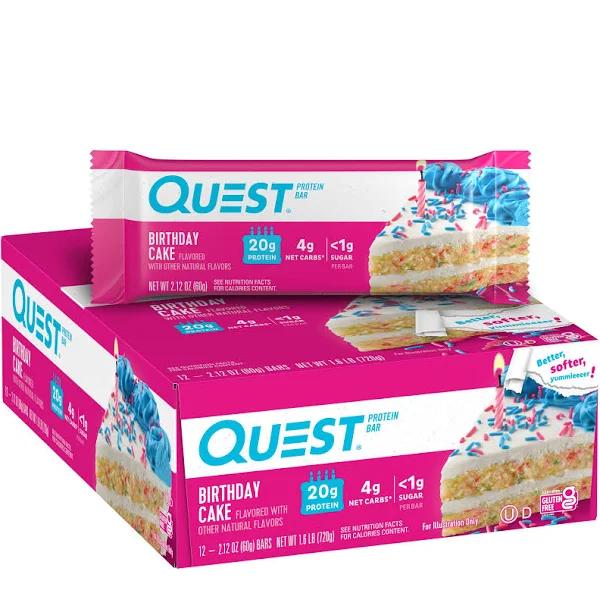 Quest Nutrition, Protein Bar, Birthday Cake, 12 Bars, 2.12 oz (60 g) Each