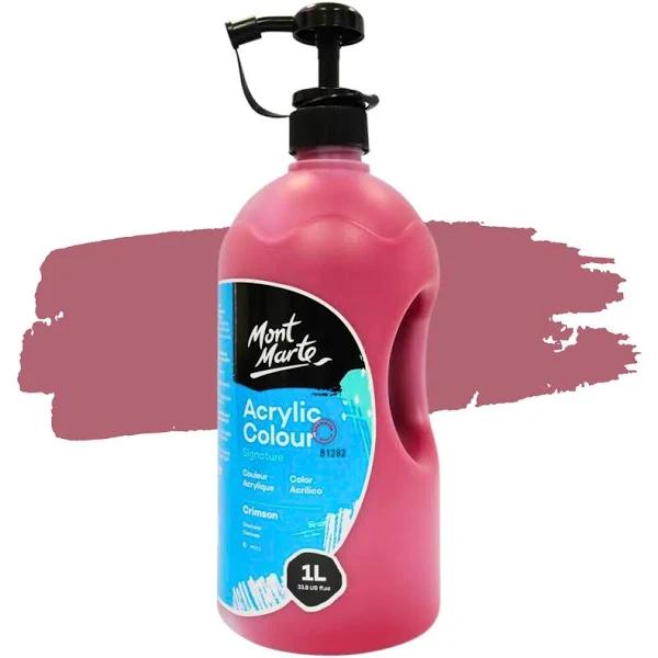 Mont Marte Signature Acrylic Paint Pump Bottle 1L - Crimson