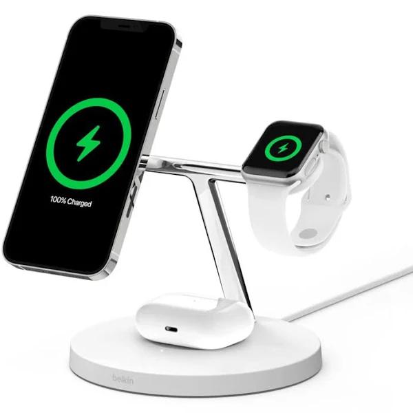 Belkin 3-in-1 Wireless Charger With Magsafe 15W White