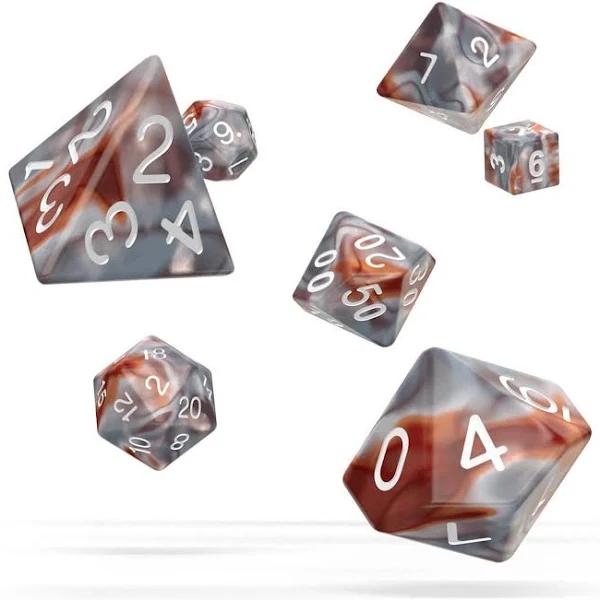 Oakie DOAKIE Dice RPG Set GemiDice - SILVER-RUST (7)