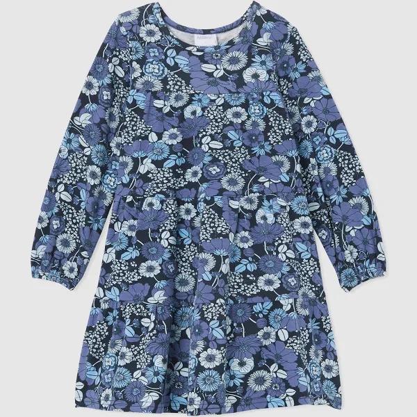 Girls Dress | Cotton Jersey | Blue Floral | Size 10