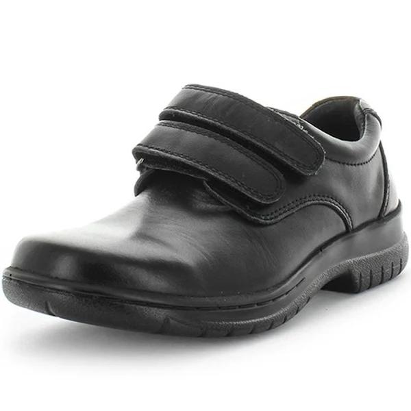 Wilde School Jardoe2 Dual Fastener Leather School Shoes - Black - 9 - AfterPay & zipPay Available