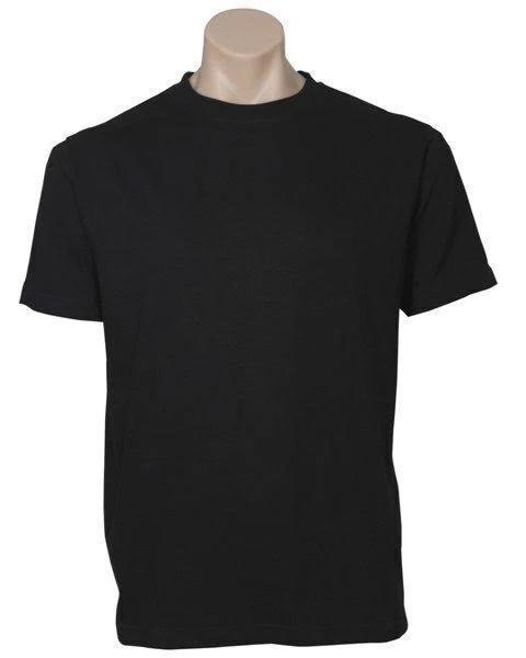 Plain T-Shirt 100% Cotton Basic Blank Tee Mens Ladies Casual Bulk Adults - Black - S