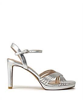 David Jones Edward Meller Sona90 Cross Strap Platform Sandal in Silver, Size 35 EU