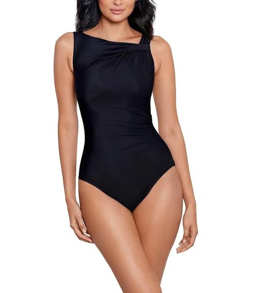 Avra Underwired High Neck One Piece Shaping Swimsuit, Black / 10 by Miraclesuit Swim