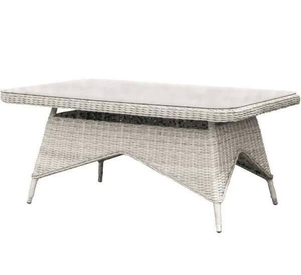 Rosebud Wicker Outdoor Low Dining Table — White Shell by FurnitureOkay