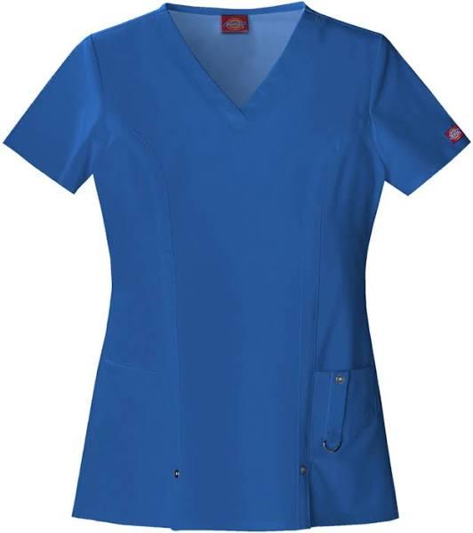 Dickies Medical 82851 V-Neck Top, 75% Polyester, 21% Rayon, 4% Spandex, Top, Xtreme Stretch - Royal, XXS