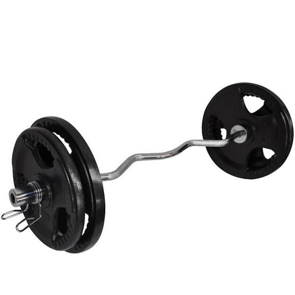 76kg Olympic Barbell Bar Weights - 120cm Curl Bar + 70kg Olympic Weight Plate - 20kg x 2+ 15kg x 2