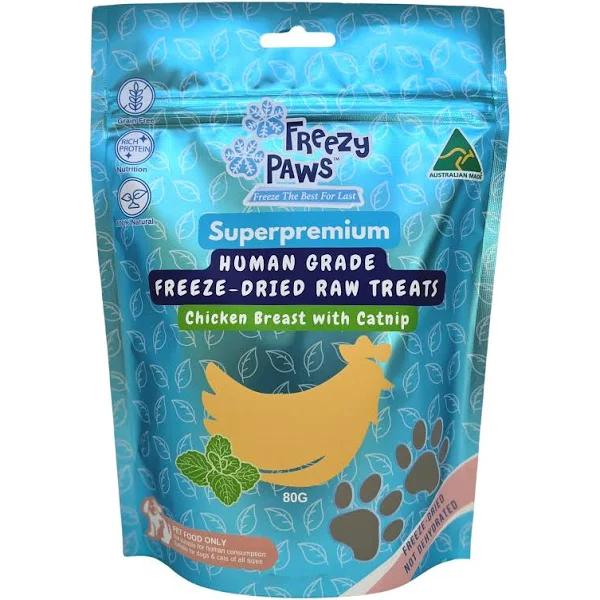 Freezy Paws Freeze Dried Chicken Breast with Catnip Cat Treats 80g