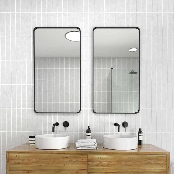 Future Glass 1000 x 560mm Black Radius Corner Mirror