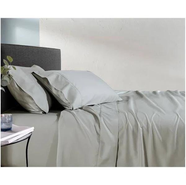 Hoteluxe Bed Sheets 1000TC Cotton Fitted Sheet Silver Super King Bed