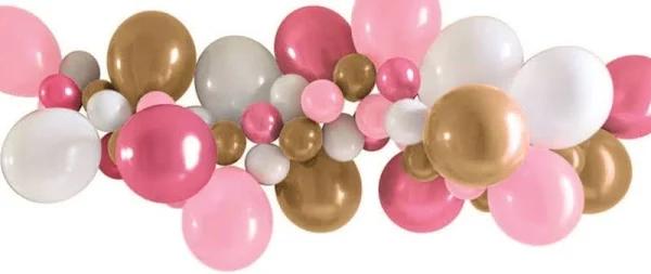 Balloon Garland - Pink/White/Gold