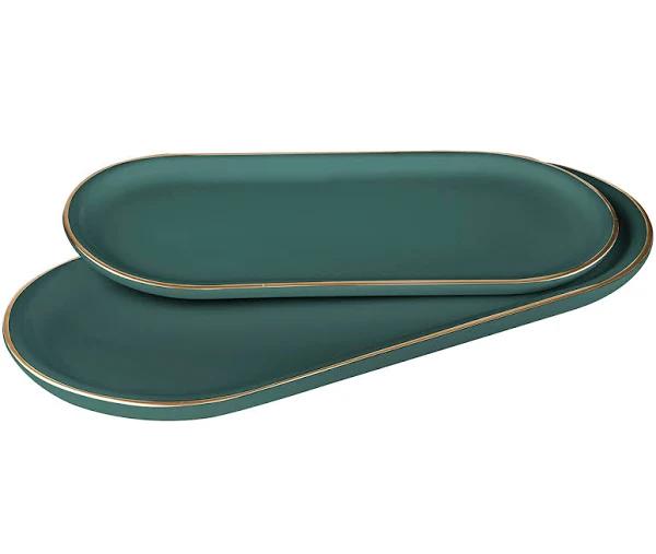 Tempa Asteria Oblong Tray Set of 2 Teal