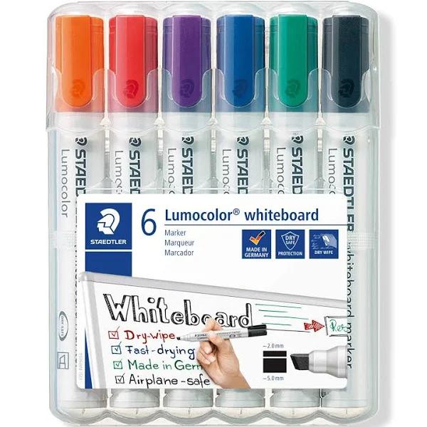 Staedtler 351 Lumocolor Whiteboard Marker Chisel Assorted Wallet 6