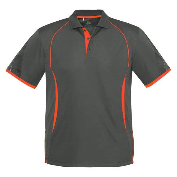 Biz Mens Razor Polo - P405MS Grey/Fluoro Orange / 4XL