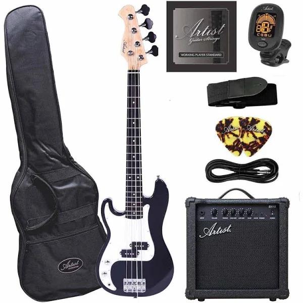 Artist MiniB Black Left Handed 3/4 Size Bass w/ Accessories & Amp