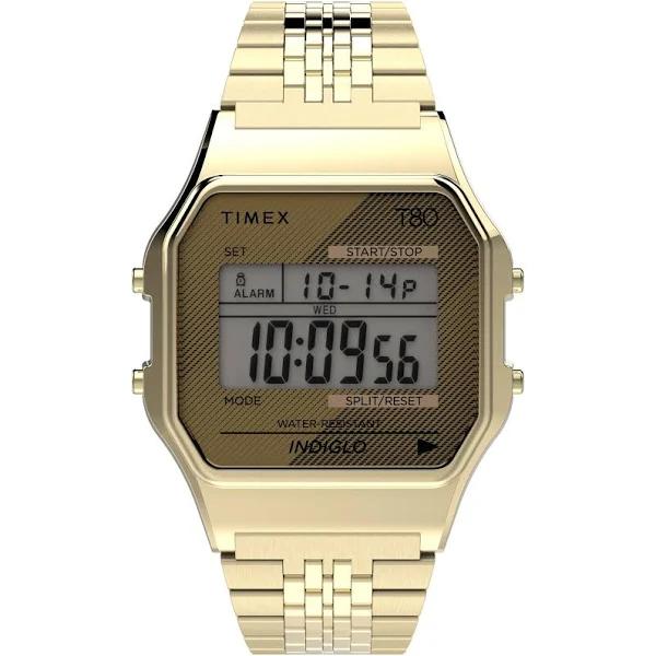 Timex T80 Digital Bracelet Watch, 34mm Gold