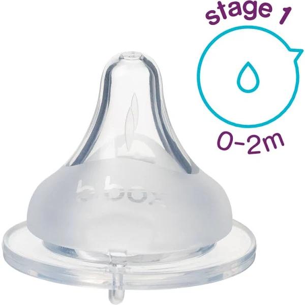 b.box Baby Bottle Anti-Colic Teat, 2 Pack - Stage 1