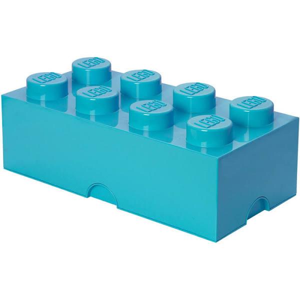 LEGO 40041743 Brick 8 Knobs, Stackable Storage Box, 12 L, Medium Azure