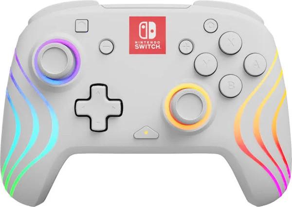 PDP Afterglow Wave White Wireless RGB Controller For Nintendo Switch