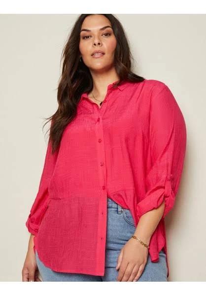 Autograph - Plus Size - Womens Tops - 3/4 Sleeve Double Layer Shirt