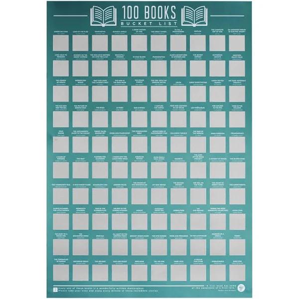 Gift Republic 100 Books Scratch Off Bucket List Poster