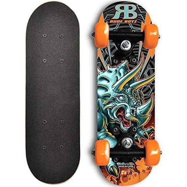 Rude Boyz 17 inch Mini Wooden Cruiser Graphic Beginner Skateboard (Dinosaur Design)