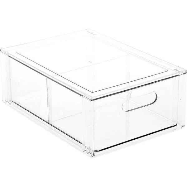 Boxsweden 35cm Crystal Home Storage Drawer w/ Divider Stackable Organiser Clear