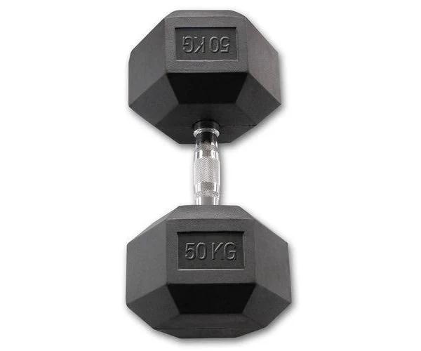 Body-Solid Rubber Coated Hex Dumbbell, 50 kg