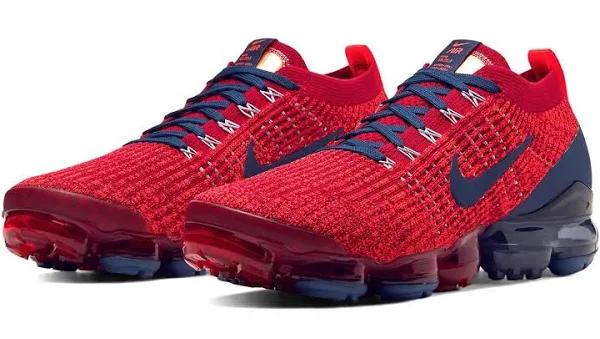 Nike Air VaporMax Flyknit 3 Men's Shoes in Noble Red/Light Armory Blue, Size: 11.5 | AJ6900-600