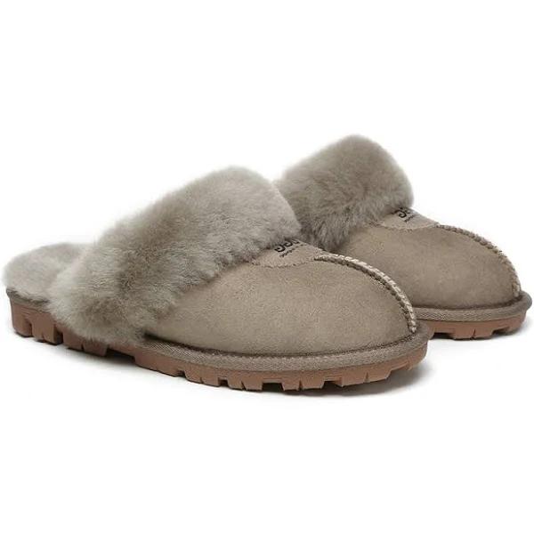 Australian Shepherd UGG Double Face Sheepskin Wool Scuff Slippers Waffle