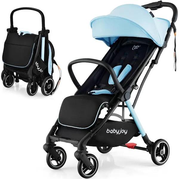 Babyjoy Folding Baby Stroller Portable Infant Prams w/Adjustable Canopy & Backrest & Footrest & Storage Basket Blue