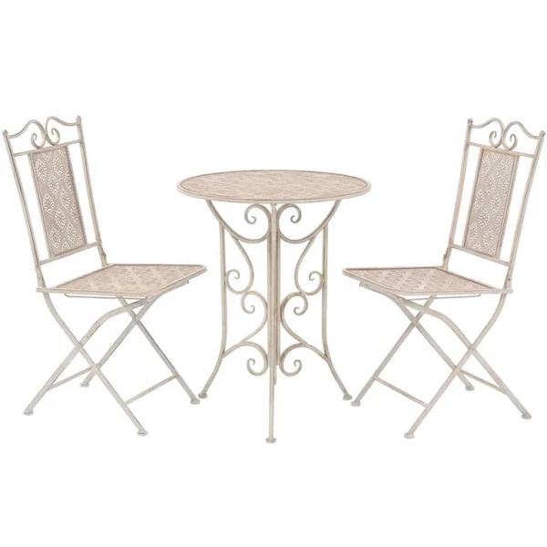 vidaXL - 3 Piece Bistro Set Steel - White