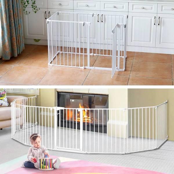 YOZZI 3-in-1 Super Wide Adjustable Baby Safety Gate and Play Yard Pet Playpen - Multiple Size