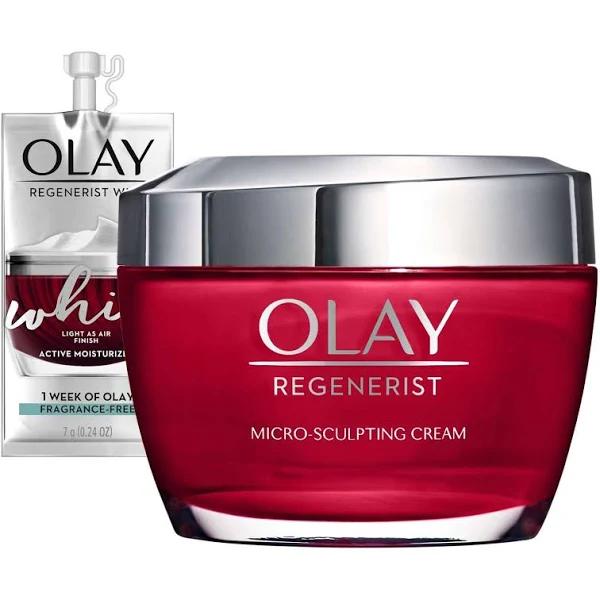 Olay Regenerist Micro Sculpting Cream, Face Moisturizer, 1.7 oz + Whip Face Moisturizer Travel/Trial Size Bundle