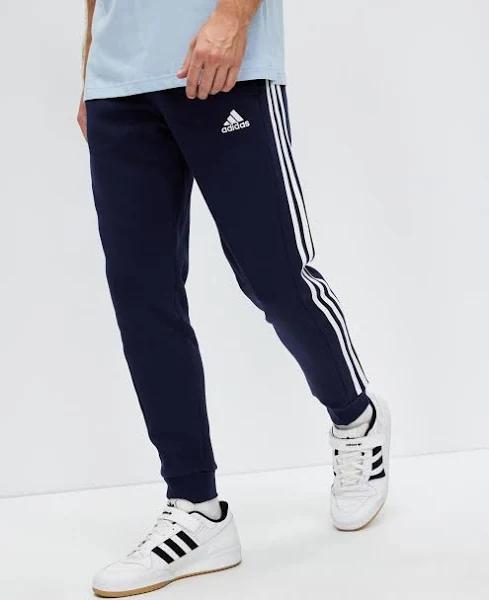 Adidas Men's Essentials Fleece 3-Stripes Tapered Cuff Joggers Blue / M