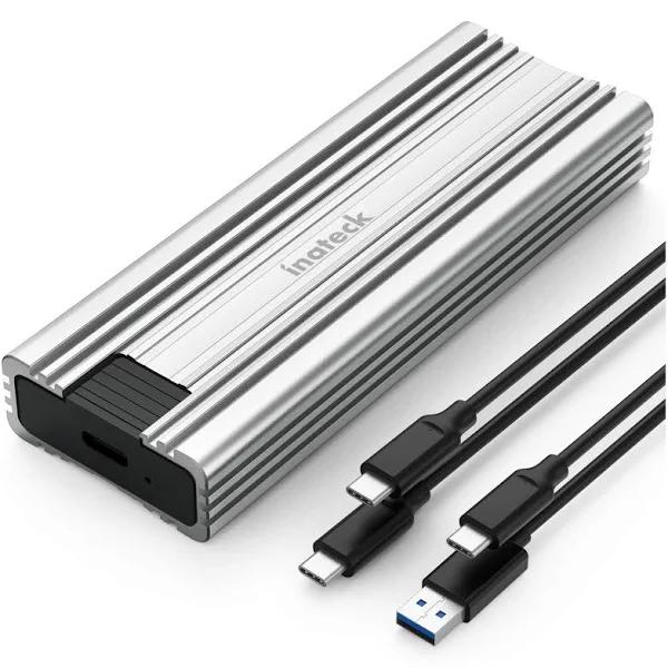 Inateck M.2 NVMe Enclosure, USB 3.2 Gen 2 with 10Gbps Transmission, M.2 SATA and NVMe SSD Supported (2242, 2260, 2280) with USB A to C and USB C to C