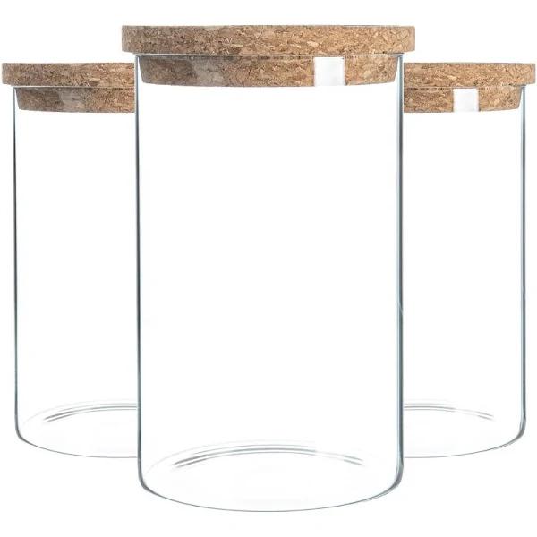 1L Cork Lid Storage Jars - Pack of 3 - by Argon Tableware