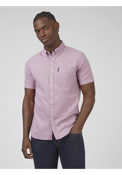 Ben Sherman Signature Organic Oxford Short Sleeve Shirt Grape Medium