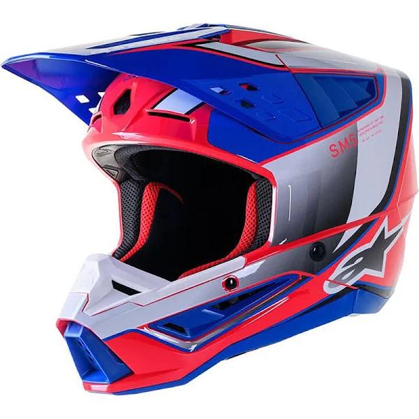 Alpinestars 2024 S-M5 Sail White/Diva Pink/Enamel Blue Helmet - XS