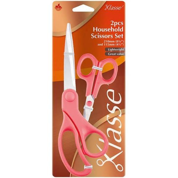 Klasse 2pc Household Scissors Set, 210mm (8 1/4") and 115mm (4 1/2") BK3520.PINK