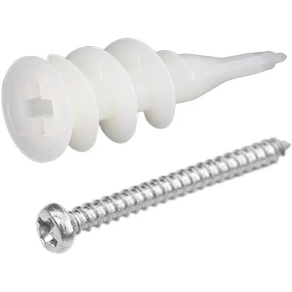 Nylon Anchors Drywall Wall Mate 13X42mm With Self Tapping Screws M4x30,Pack of 2400,Hollow Plasterboard Fixings Drill Plug Extra Hard Drilling Plastic