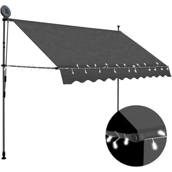 Manual Retractable Awning With LED 300 cm Anthracite vidaXL