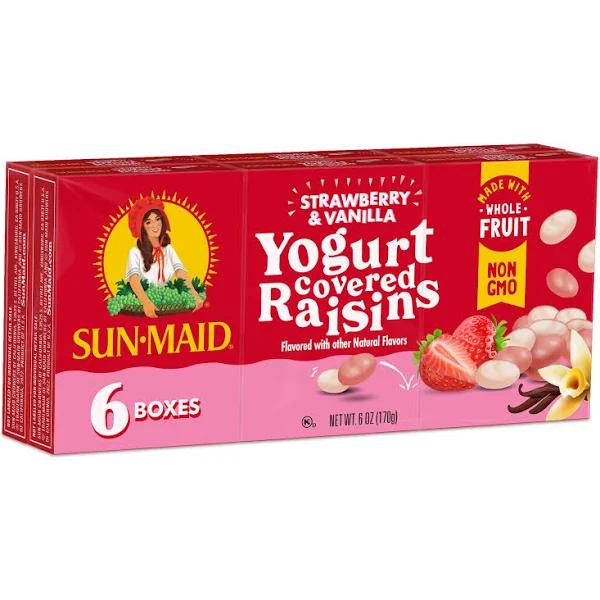 Sun-Maid Yogurt Covered Raisins Strawberry & Vanilla 6 Boxes 1 oz (28.3 g) Each