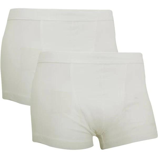 Fruit of The Loom Mens Classic Shorty Cotton Rich Boxer Shorts (Pack of 2) White Boxer Shorts