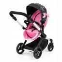 Bayer Xeo Compact Doll Pram - Pink w/White Hearts & Pink Bow New