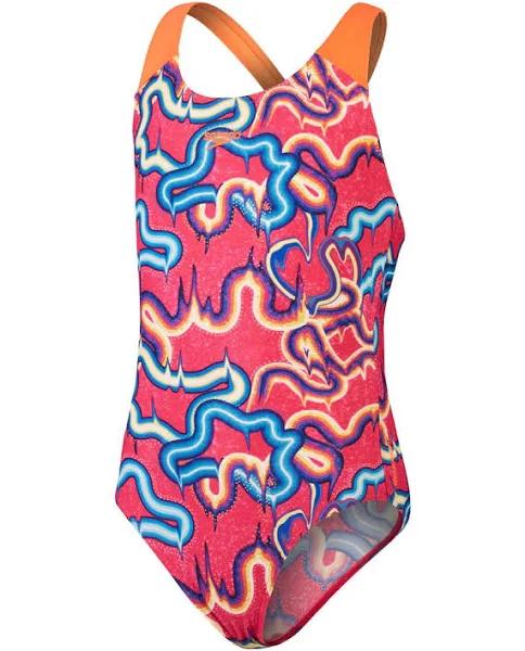 Speedo Digital Allover Splashback Swimsuit Red 09-10 Years Girl