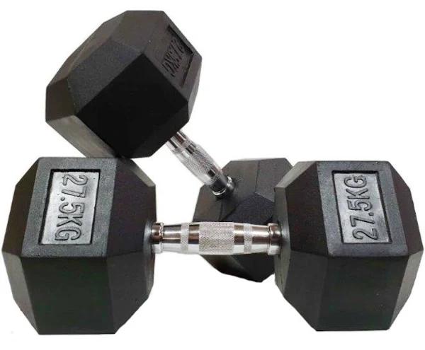 Morgan Rubber Hex Dumbbells - Pair [27.5Kg]