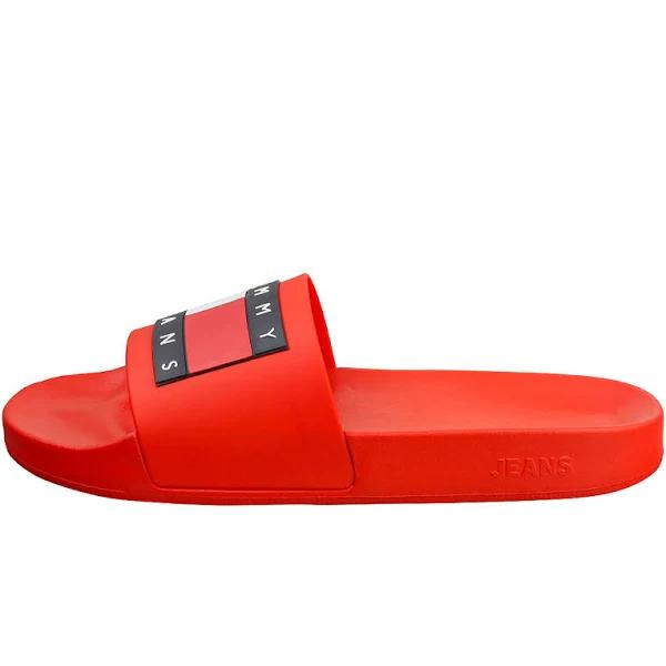 Tommy Jeans Essential Contoured Pool Slides Deep Crimson